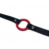 Красный кляп-кольцо на черных кожаных ремешках - БДСМ Арсенал - купить с доставкой в Старом Осколе