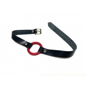 Красный кляп-кольцо на черных кожаных ремешках - БДСМ Арсенал - купить с доставкой в Старом Осколе
