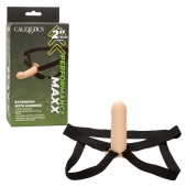 Телесный фаллопротез из силикона Extension with Harness - 15,75 см. - California Exotic Novelties - купить с доставкой в Старом Осколе