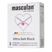 Ультрапрочные презервативы Masculan Ultra Safe Black - 3 шт. - Masculan - купить с доставкой в Старом Осколе