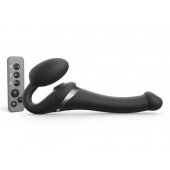 Черный безремневой страпон Multi Orgasm Size S с клиторальной стимуляцией - Strap-on-me - купить с доставкой в Старом Осколе