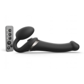 Черный безремневой страпон Multi Orgasm Size M с клиторальной стимуляцией - Strap-on-me - купить с доставкой в Старом Осколе