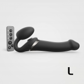 Черный безремневой страпон Multi Orgasm Size L с клиторальной стимуляцией - Strap-on-me - купить с доставкой в Старом Осколе
