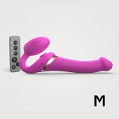 Ярко-розовый безремневой страпон Multi Orgasm Size M с клиторальной стимуляцией - Strap-on-me - купить с доставкой в Старом Осколе