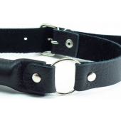 Черный кожаный кляп-трензель на кольцах - БДСМ Арсенал - купить с доставкой в Старом Осколе