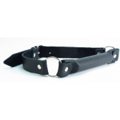 Черный кожаный кляп-трензель на кольцах - БДСМ Арсенал - купить с доставкой в Старом Осколе