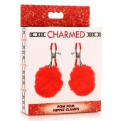 Красные зажимы на соски с помпонами Pom Pom - XR Brands - купить с доставкой в Старом Осколе