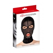 Черная сетчатая маска на голову с отверстиями для глаз и рта - Fetish Tentation - купить с доставкой в Старом Осколе