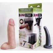 Страпон-унисекс с двумя насадками UNI strap 7  Harness - 19 и 16 см. - LOVETOY (А-Полимер) - купить с доставкой в Старом Осколе