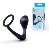 Черное эрекционное кольцо со стимулятором простаты Ringer Cock Ring   Plug - b-Vibe - в Старом Осколе купить с доставкой