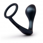 Черное эрекционное кольцо со стимулятором простаты Ringer Cock Ring   Plug - b-Vibe - в Старом Осколе купить с доставкой