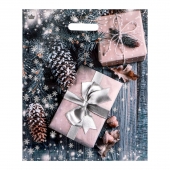 Новогодний пакет с принтом в виде подарков и вырубной ручкой (45х38 см) - Сима-Ленд - купить с доставкой в Старом Осколе
