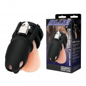 Черная клетка для пениса Silicone Small 2 in Cock Cage With Ball Divider - BlueLine - купить с доставкой в Старом Осколе
