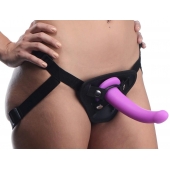 Лиловый поясной страпон Navigator Silicone G-Spot Dildo with Harness - 17,8 см. - XR Brands - купить с доставкой в Старом Осколе