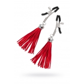 Зажимы на соски «Прищепки» с красными кисточками из замши - Pecado - купить с доставкой в Старом Осколе