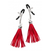 Зажимы на соски «Прищепки» с красными кисточками из замши - Pecado - купить с доставкой в Старом Осколе