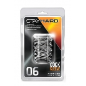 Прозрачная насадка с объёмными чёрточками STAY HARD COCK SLEEVE 06 CLEAR - Blush Novelties - в Старом Осколе купить с доставкой