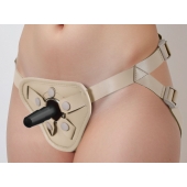 Бежевый пояс с двумя типами крепления насадок - LOVETOY (А-Полимер) - купить с доставкой в Старом Осколе