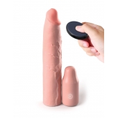 Телесная вибронасадка на член 3  Vibrating Mega X-tension with Remote - 22,9 см. - Pipedream - в Старом Осколе купить с доставкой
