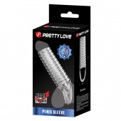 Прозрачная насадка на пенис с ребрышками и подхватом мошонки - Baile - в Старом Осколе купить с доставкой