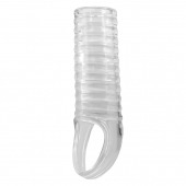 Прозрачная насадка на пенис с ребрышками и подхватом мошонки - Baile - в Старом Осколе купить с доставкой