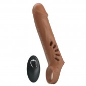 Коричневая вибронасадка с подхватом мошонки и пультом ДУ - Baile - в Старом Осколе купить с доставкой