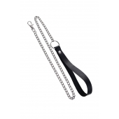 Поводок с ручкой из черной натуральной кожи и карабином для ошейника - Pecado - купить с доставкой в Старом Осколе