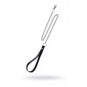 Поводок с ручкой из черной натуральной кожи и карабином для ошейника - Pecado - купить с доставкой в Старом Осколе