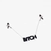 Зажимы на соски с кожаной подвеской Bitch - Crazy Handmade - купить с доставкой в Старом Осколе