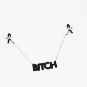 Зажимы на соски с кожаной подвеской Bitch - Crazy Handmade - купить с доставкой в Старом Осколе