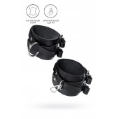 Черные кожаные оковы с двумя перекрёстными ремешками - Pecado - купить с доставкой в Старом Осколе