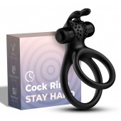 Черное эрекционное виброкольцо с подхватом мошонки Stay Hard - Boys of Toys - в Старом Осколе купить с доставкой