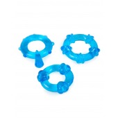 Набор из 3 синих эрекционных колец с различным рельефом - Erowoman-Eroman - в Старом Осколе купить с доставкой