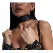 Черный ажурный чокер с золотистой фурнитурой - Crazy Handmade - купить с доставкой в Старом Осколе