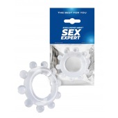 Прозрачное эрекционное кольцо со стимулирующими шариками - Sex Expert - в Старом Осколе купить с доставкой