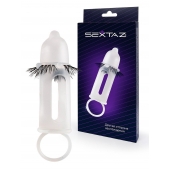 Эластичная насадка на пенис с подхватом мошонки и стимулирующими «ресничками» - Sextaz - в Старом Осколе купить с доставкой