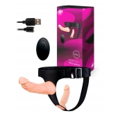 Женский страпон с 2 насадками, вибрацией и пультом ДУ - Erowoman-Eroman - купить с доставкой в Старом Осколе