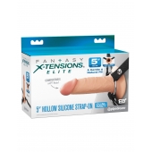 Телесный пустотелый фаллопротез 5’’ Hollow Silicone Strap-On - 14 см. - Pipedream - купить с доставкой в Старом Осколе