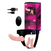 Женский страпон с 3 насадками и вибрацией - Erowoman-Eroman - купить с доставкой в Старом Осколе