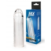 Прозрачная закрытая насадка на пенис с ребрышками - 16 см. - Sex Expert - в Старом Осколе купить с доставкой