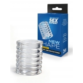 Прозрачная сквозная насадка на пенис с ребрышками - Sex Expert - в Старом Осколе купить с доставкой