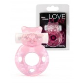 Розовое эрекционное виброкольцо в форме мишки - 1137 - в Старом Осколе купить с доставкой