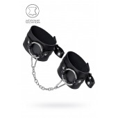 Черные оковы из толстой кожи с люверсами - Pecado - купить с доставкой в Старом Осколе