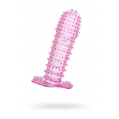 Гелевая розовая насадка с шипами - 12 см. - Toyfa Basic - в Старом Осколе купить с доставкой