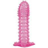 Гелевая розовая насадка с шипами - 12 см. - Toyfa Basic - в Старом Осколе купить с доставкой