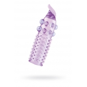 Гелевая фиолетовая насадка с шариками, шипами и усиком - 11 см. - Toyfa Basic - в Старом Осколе купить с доставкой