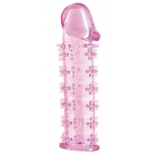 Гелевая розовая насадка на фаллос с шипами - 12 см. - Toyfa Basic - в Старом Осколе купить с доставкой