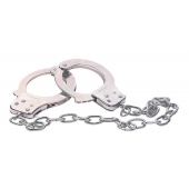 Наручники из металла с длинной цепочкой CHROME HANDCUFFS METAL HANDCUFFS W. KEY - NMC - купить с доставкой в Старом Осколе