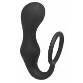 Чёрное эрекционное кольцо с анальной пробкой Double Pleasure Anal Plug - Lola Games - в Старом Осколе купить с доставкой