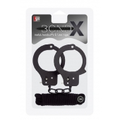 Чёрные наручники из листового металла в комплекте с веревкой BONDX METAL CUFFS LOVE ROPE SET - Dream Toys - купить с доставкой в Старом Осколе